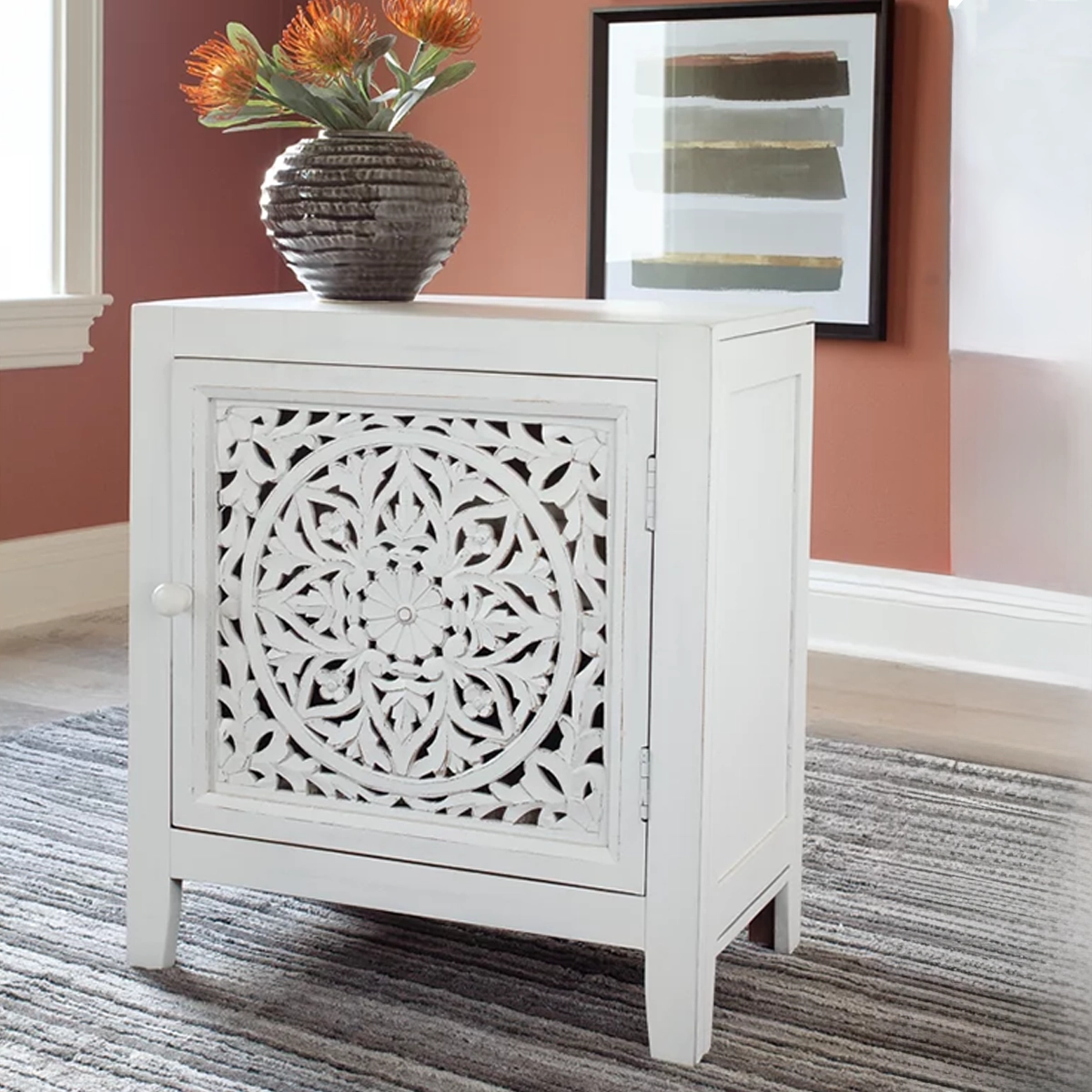 Floral Accent Cabinet