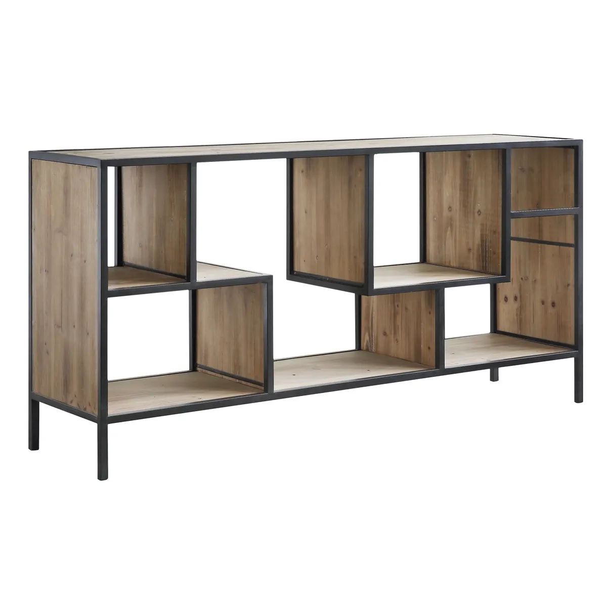 Fleetwood Angled Metal And Wood TV Unit