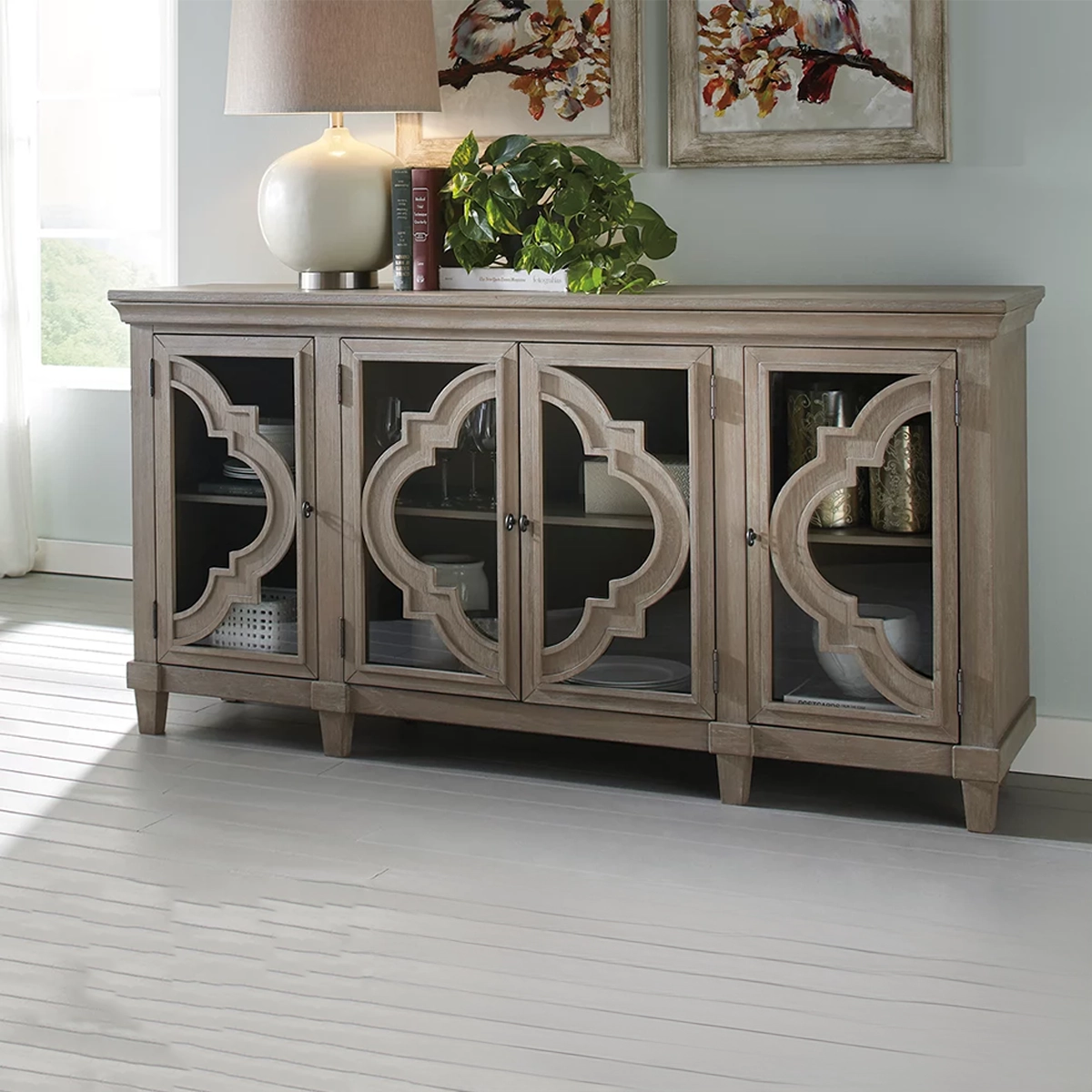 Urban Elegance Glass-Doored Sideboard